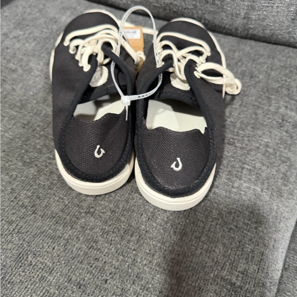 Olukai Pehuea Li’Ili Women 7.5 9 Black Mesh Shoes Sneakers Lace Up Slip On New - Picture 2 of 8